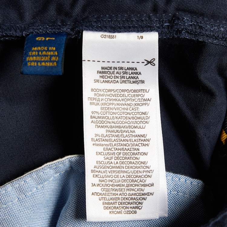 Pre Owned Polo Ralph Lauren Navy Blue Cotton Stretch Classic Fit Trousers L