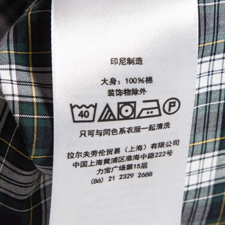 Pre Owned Polo Ralph Lauren Green Checked Cotton Long Sleeve Shirt S