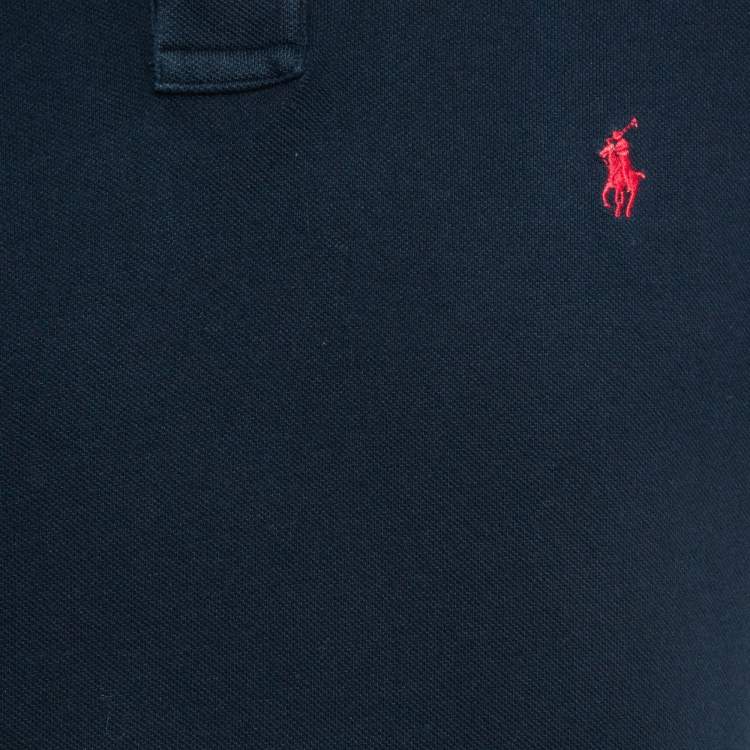 Pre Owned Polo Ralph Lauren Dark Blue Cotton Custom Fit Polo T-Shirt M