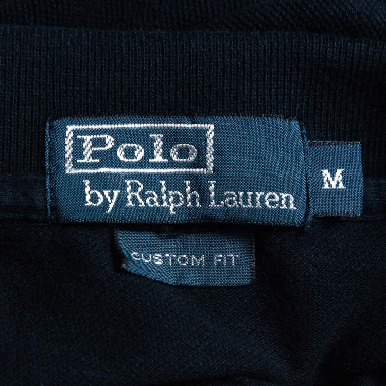 Pre Owned Polo Ralph Lauren Dark Blue Cotton Custom Fit Polo T-Shirt M