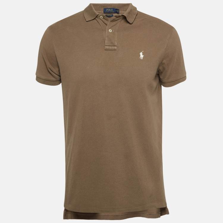 Pre Owned Polo Ralph Lauren Brown Cotton Custom Slim Fit Polo T-Shirt M