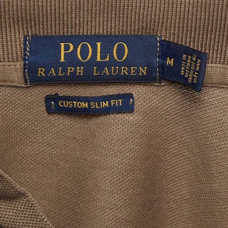 Pre Owned Polo Ralph Lauren Brown Cotton Custom Slim Fit Polo T-Shirt M