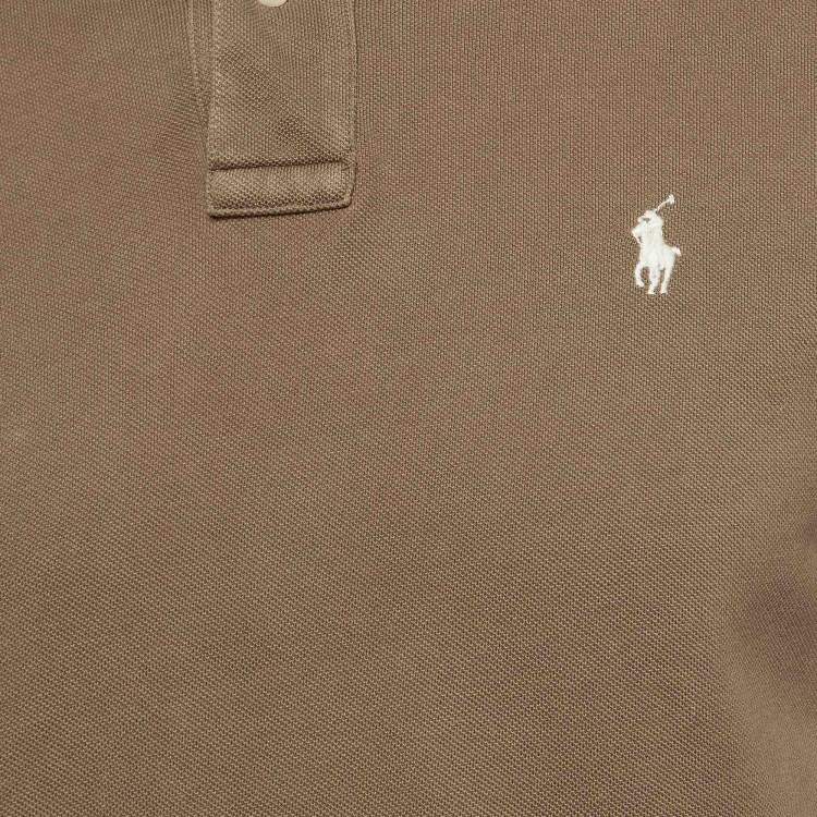 Pre Owned Polo Ralph Lauren Brown Cotton Custom Slim Fit Polo T-Shirt M