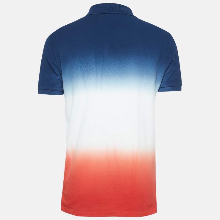 Pre Owned Polo Ralph Lauren Multicolor Tie-Dye Ombre Cotton Knit Polo T-Shirt M