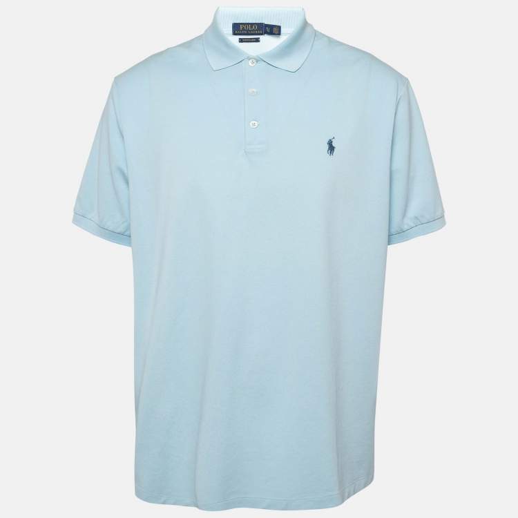 Pre Owned Polo Ralph Lauren Light Blue Stretch Mesh Knit Polo T-Shirt XL