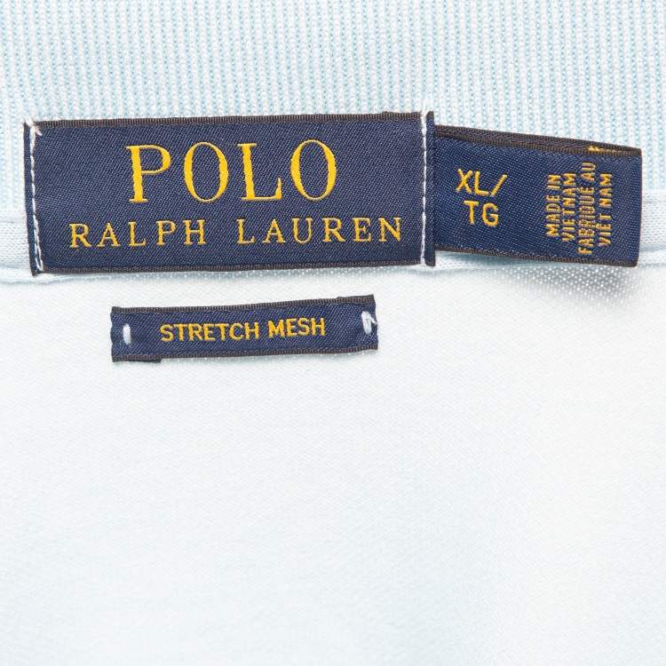 Pre Owned Polo Ralph Lauren Light Blue Stretch Mesh Knit Polo T-Shirt XL