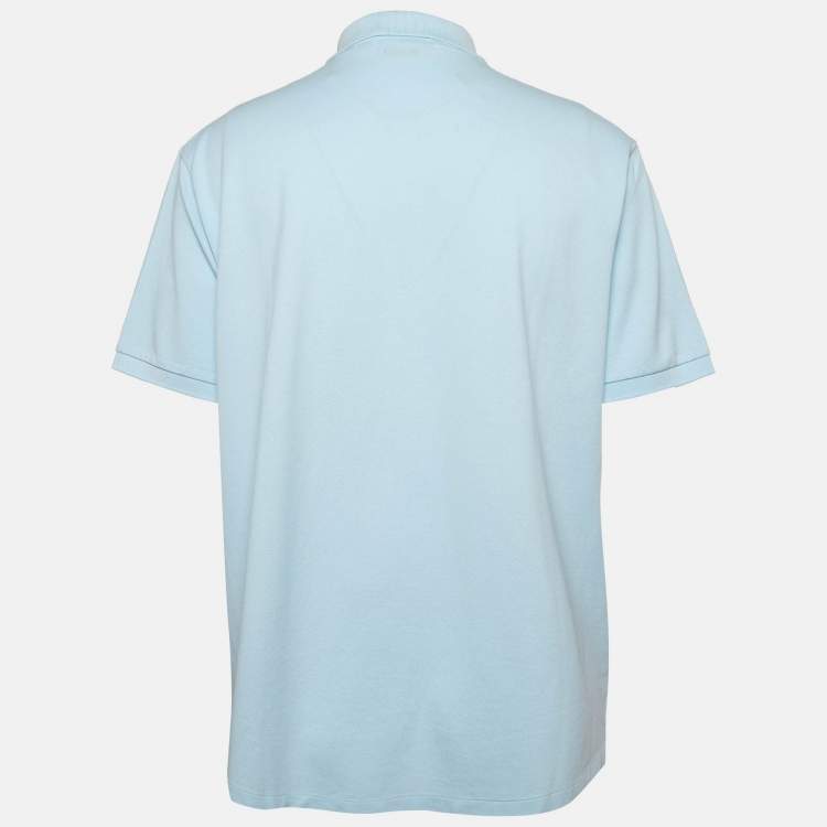 Pre Owned Polo Ralph Lauren Light Blue Stretch Mesh Knit Polo T-Shirt XL