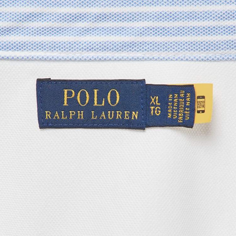 مملوكة مسبقًا Polo Ralph Lauren White Cotton Pique Shirt XL