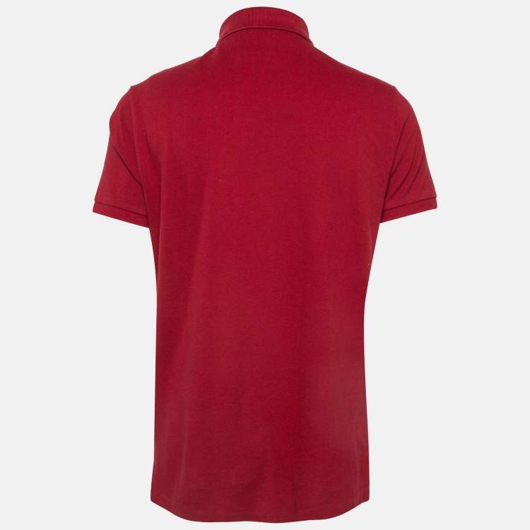 Pre Owned Polo Ralph Lauren Red Cotton Pique Polo T-Shirt L