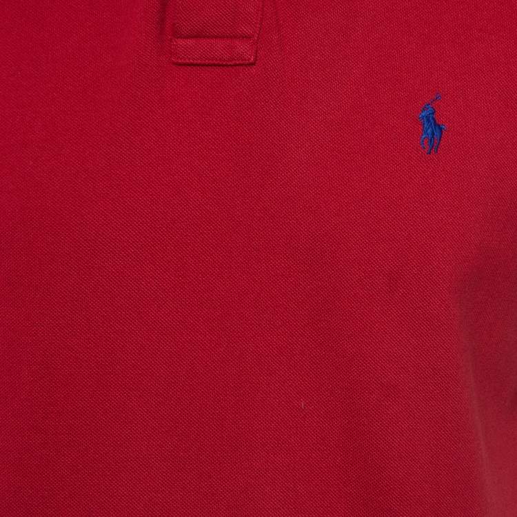 Pre Owned Polo Ralph Lauren Red Cotton Pique Polo T-Shirt L