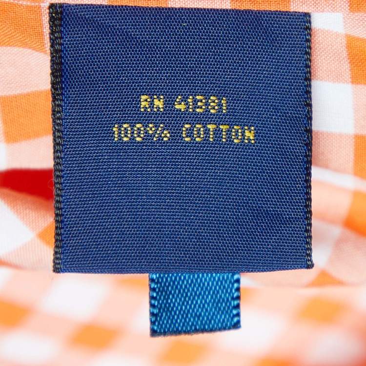 Pre Owned Polo Ralph Lauren Orange Gingham Check Cotton Long Sleeve Shirt S