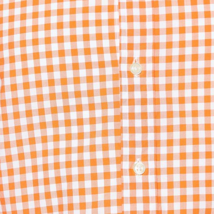 Pre Owned Polo Ralph Lauren Orange Gingham Check Cotton Long Sleeve Shirt S