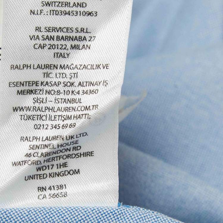 Pre Owned Polo Ralph Lauren Blue Cotton Buttoned Front Shirt S