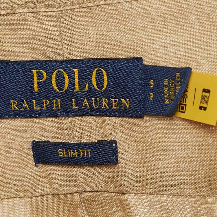 Pre Owned Polo Ralph Lauren Beige Linen Slim Fit Buttoned Front Shirt S
