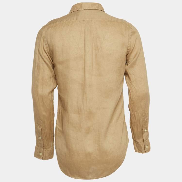 Pre Owned Polo Ralph Lauren Beige Linen Slim Fit Buttoned Front Shirt S
