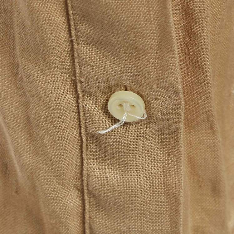 Pre Owned Polo Ralph Lauren Beige Linen Slim Fit Buttoned Front Shirt S