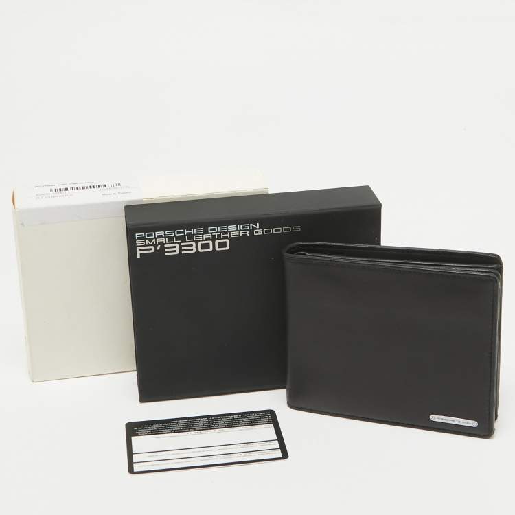 Pre Owned Porsche Design Black Leather Logo Bifold Wallet