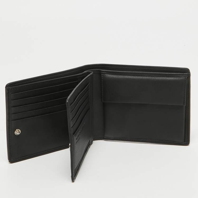 Pre Owned Porsche Design Black Leather Logo Bifold Wallet