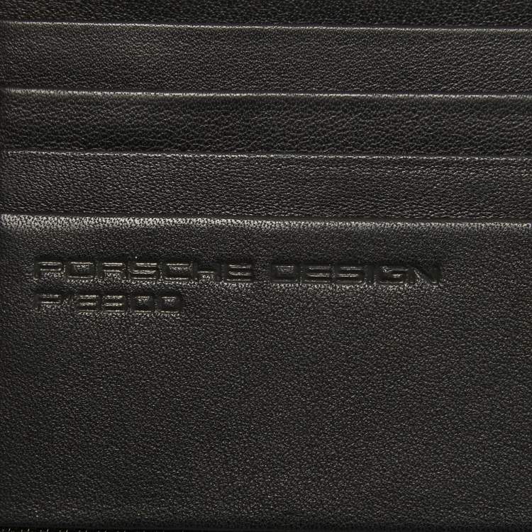 Pre Owned Porsche Design Black Leather Logo Bifold Wallet