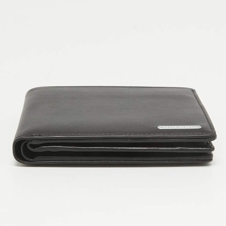 Pre Owned Porsche Design Black Leather Logo Bifold Wallet
