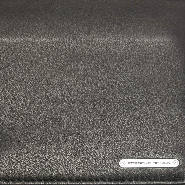Pre Owned Porsche Design Black Leather Logo Bifold Wallet