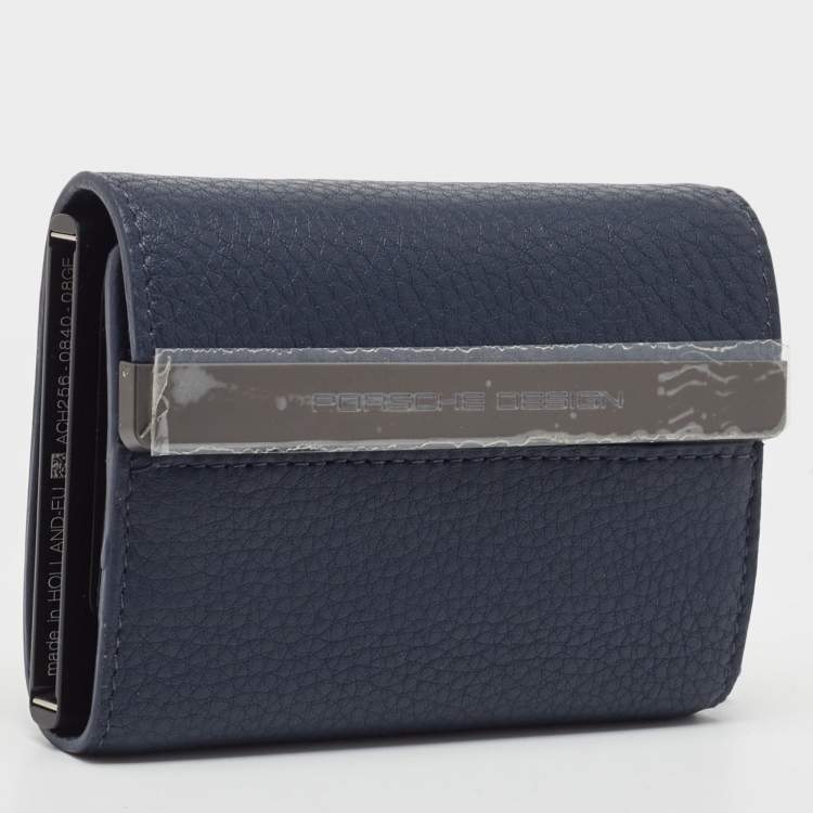 Pre Owned Porsche Design x Secrid Navy Blue Leather Trifold Wallet