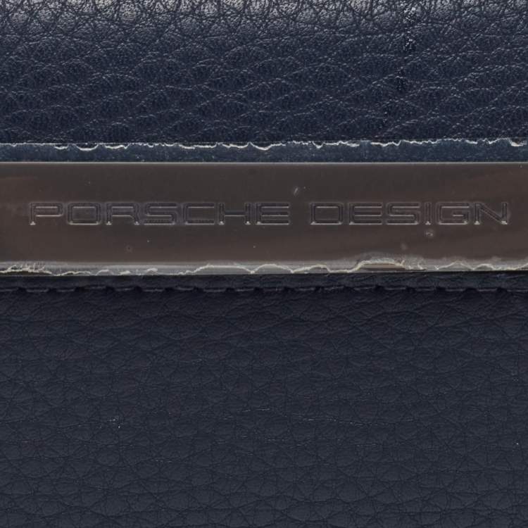 Pre Owned Porsche Design x Secrid Navy Blue Leather Trifold Wallet