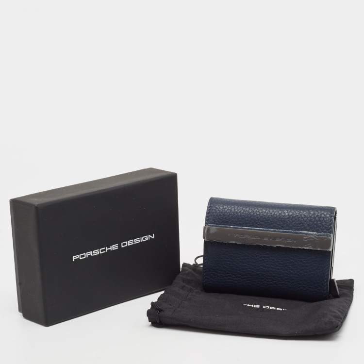 Pre Owned Porsche Design x Secrid Navy Blue Leather Trifold Wallet