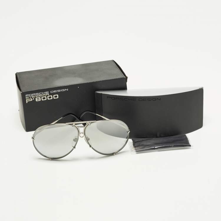 Pre Owned Porsche Design Grey/Silver Tone Gradient P 8478 Aviator Sunglasses