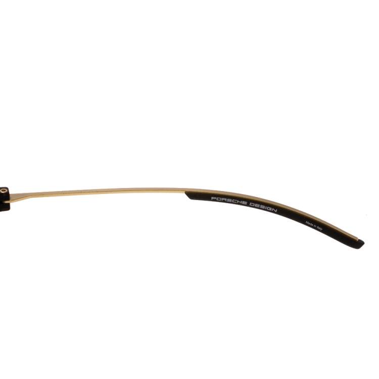 Pre Owned Porsche Design Matte Black & Gold/ Brown P'8644 Round Sunglasses