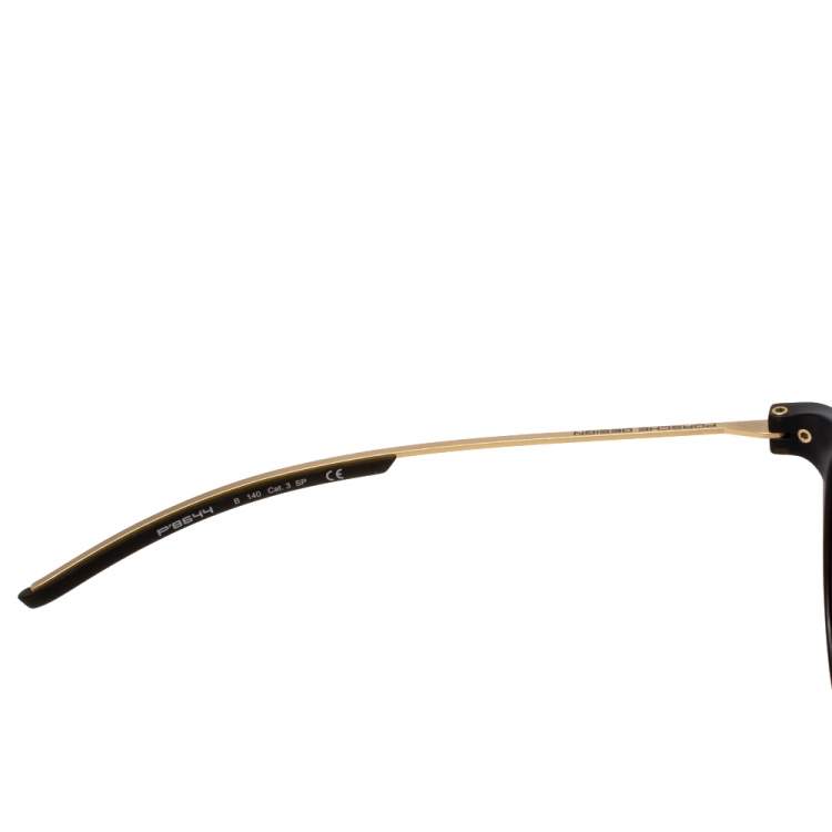 Pre Owned Porsche Design Matte Black & Gold/ Brown P'8644 Round Sunglasses