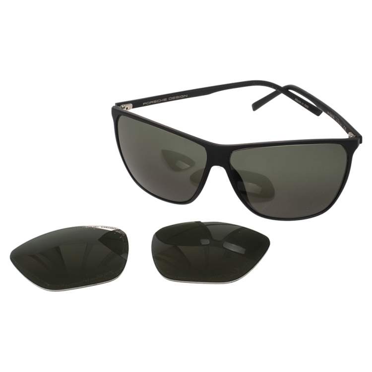 Pre Owned Porsche Design Black Acetate P8612 Square Sunglasses