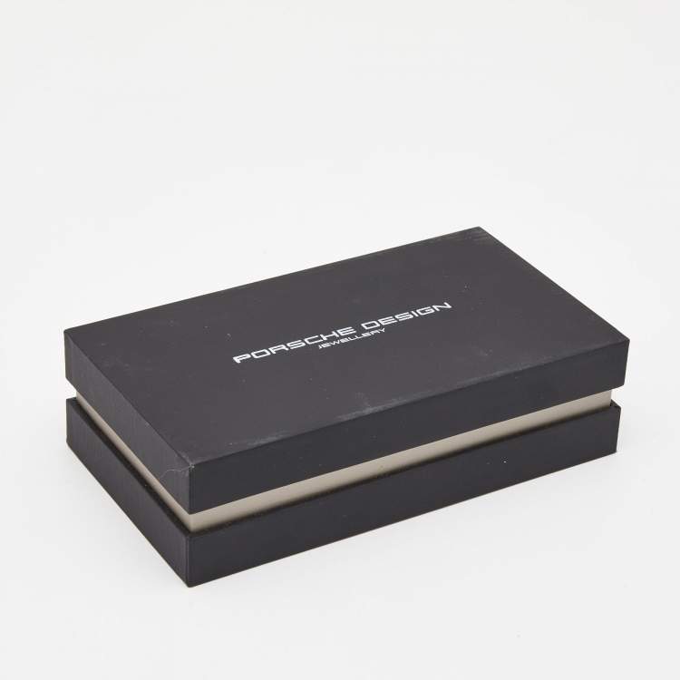 Pre Owned Porsche Design Grooves Brown Braided Leather Stainless Steel Bracelet