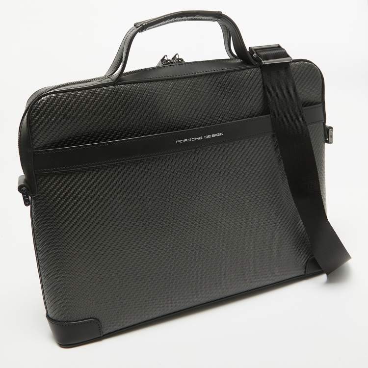 Pre Owned Porsche Design Black Carbon Fabric Small Briefcase