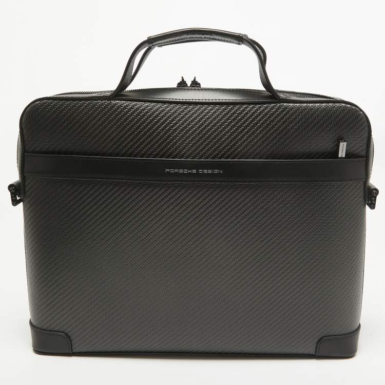 Pre Owned Porsche Design Black Carbon Fabric Small Briefcase