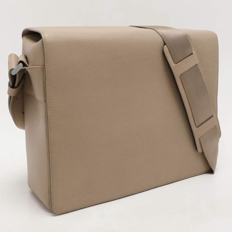 Pre Owned Porsche Design Beige Leather Flap Messenger Bag