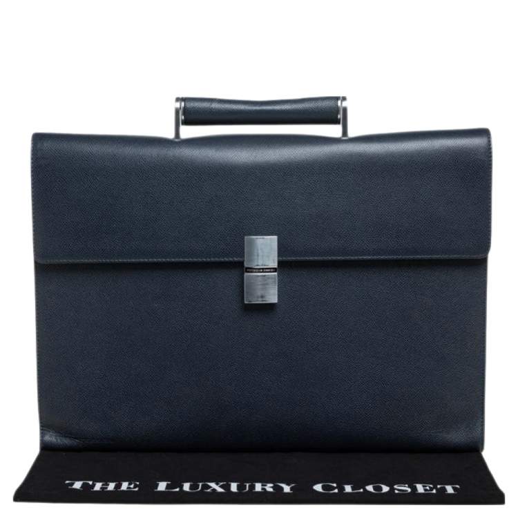 Pre Owned Porsche Design Navy Blue Leather French 3.0 Briefcase