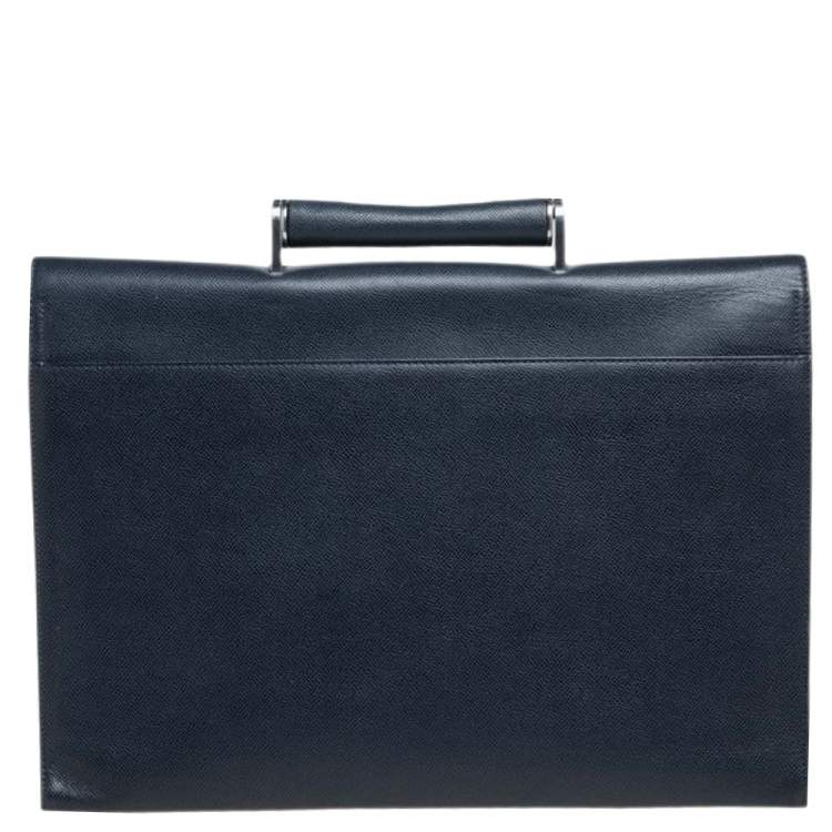 Pre Owned Porsche Design Navy Blue Leather French 3.0 Briefcase