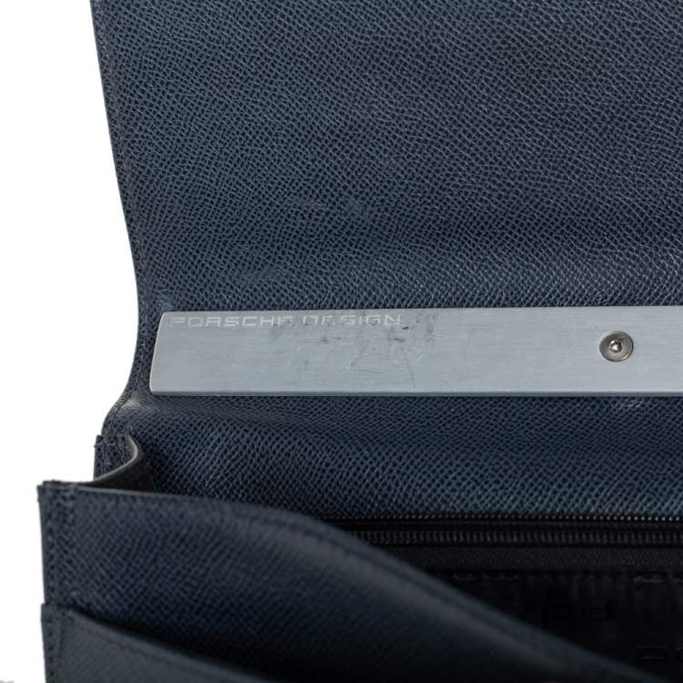 Pre Owned Porsche Design Navy Blue Leather French 3.0 Briefcase