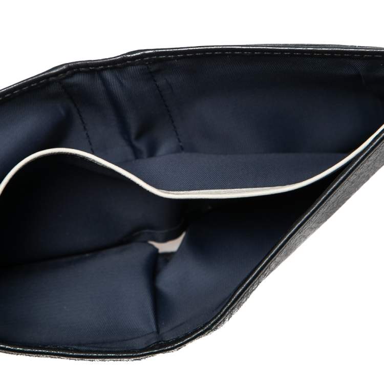 Pre Owned Porsche Design Navy Blue Grained Leather Bifold Wallet