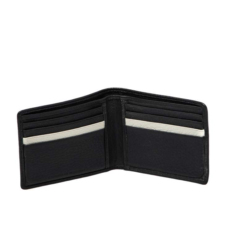 Pre Owned Porsche Design Navy Blue Grained Leather Bifold Wallet