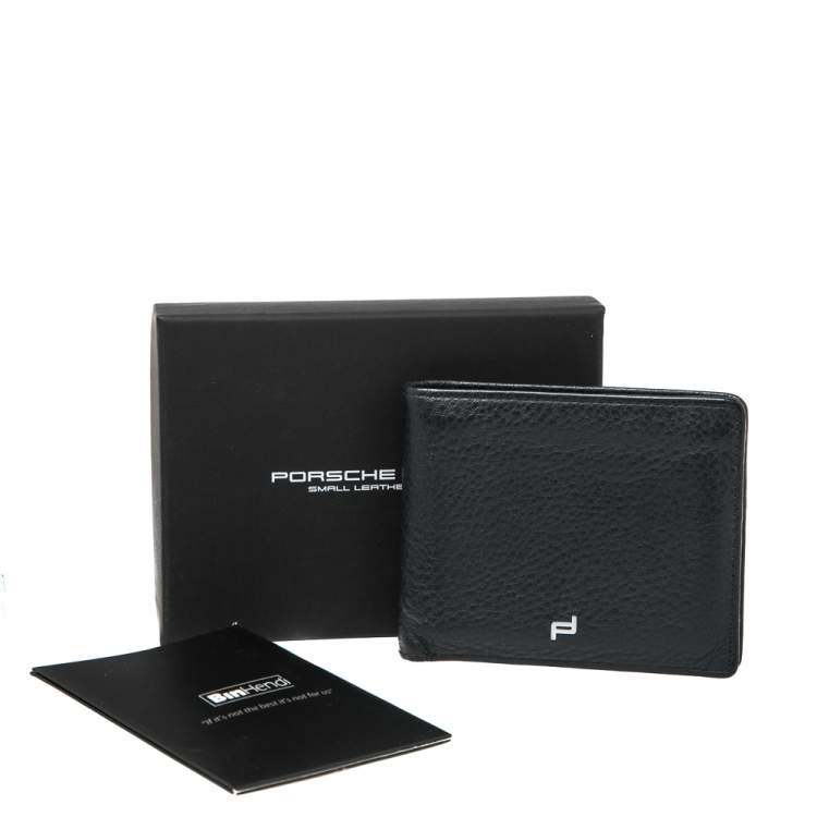 Pre Owned Porsche Design Navy Blue Grained Leather Bifold Wallet