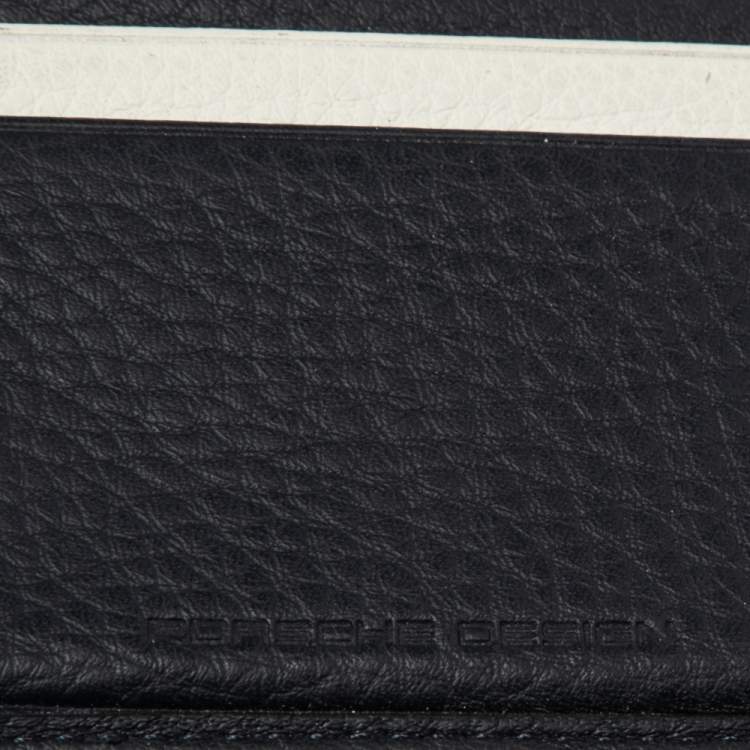 Pre Owned Porsche Design Navy Blue Grained Leather Bifold Wallet