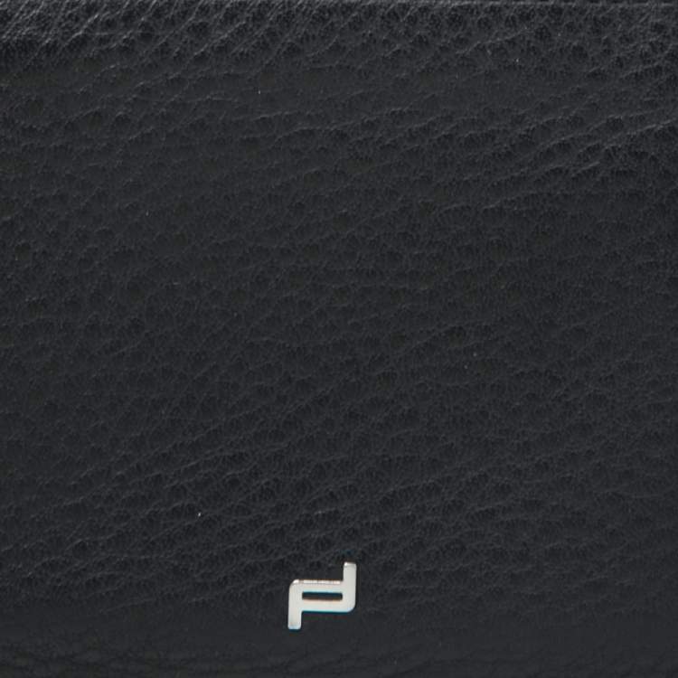 Pre Owned Porsche Design Navy Blue Grained Leather Bifold Wallet