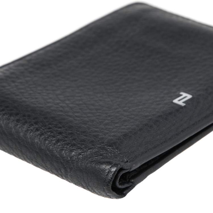 Pre Owned Porsche Design Navy Blue Grained Leather Bifold Wallet