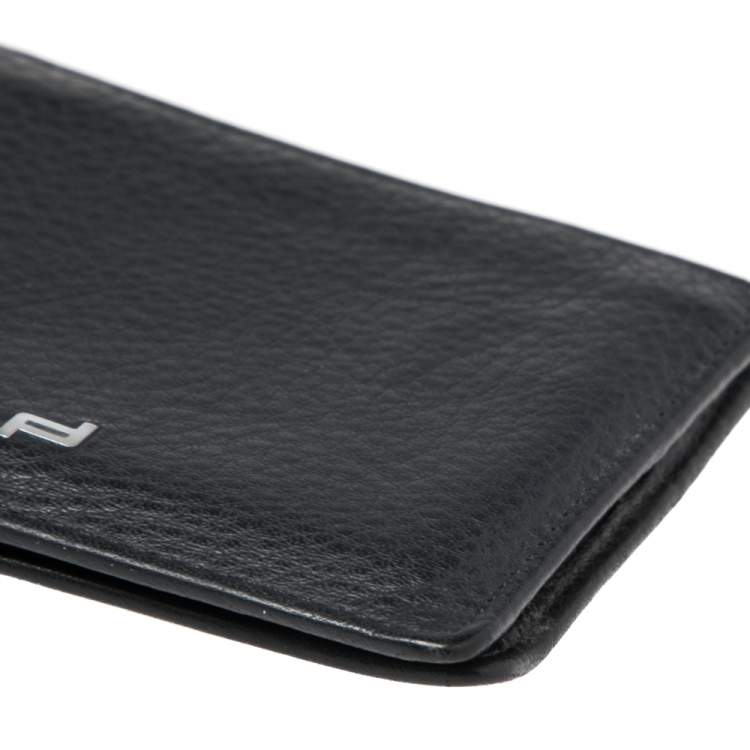 Pre Owned Porsche Design Navy Blue Grained Leather Bifold Wallet