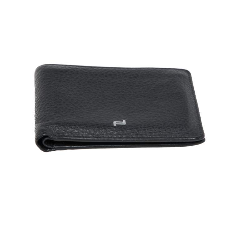 Pre Owned Porsche Design Navy Blue Grained Leather Bifold Wallet