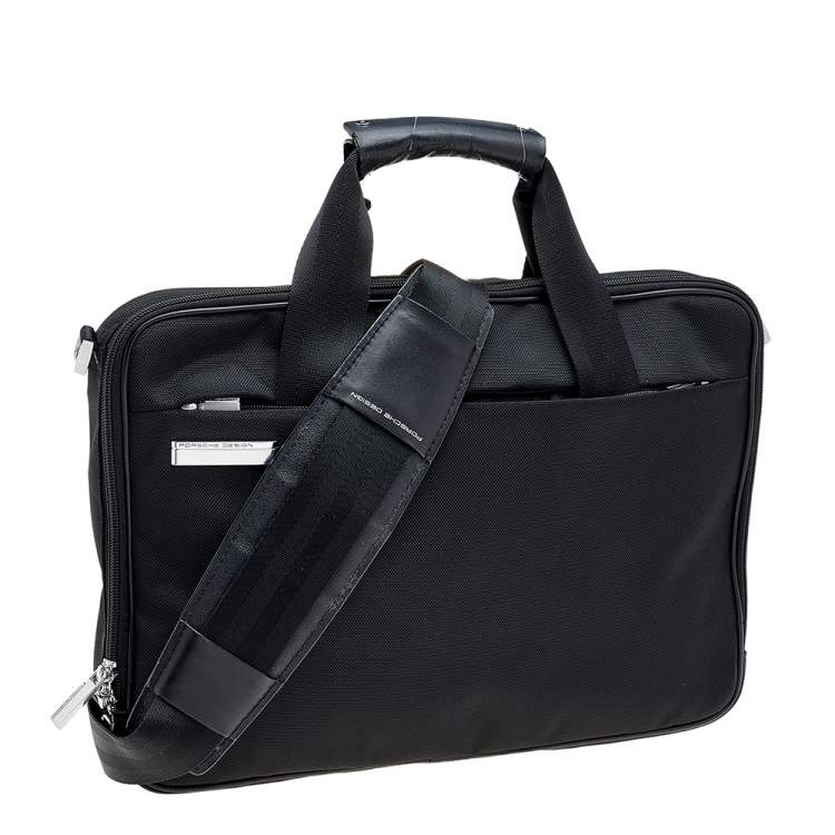 Pre Owned Porsche Design Black Nylon and Leather Laptop Briefcase