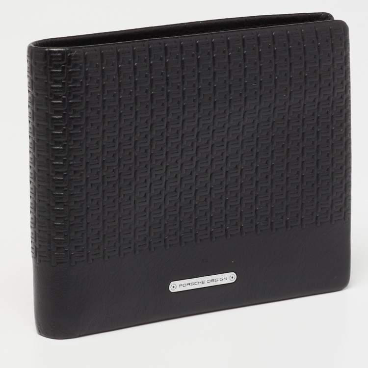 Pre Owned Porsche Design Black Logo Embossed Leather Bifold Wallet
