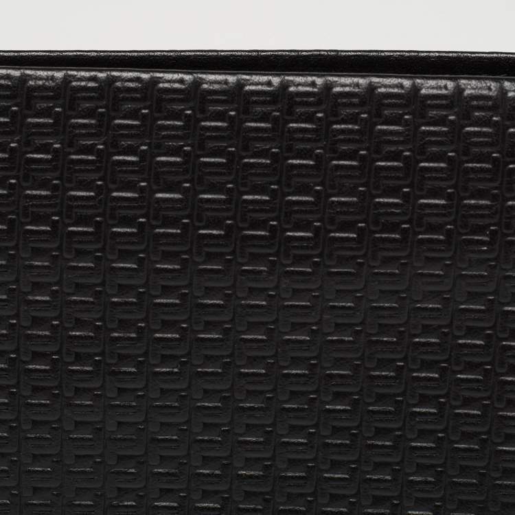 Pre Owned Porsche Design Black Logo Embossed Leather Bifold Wallet